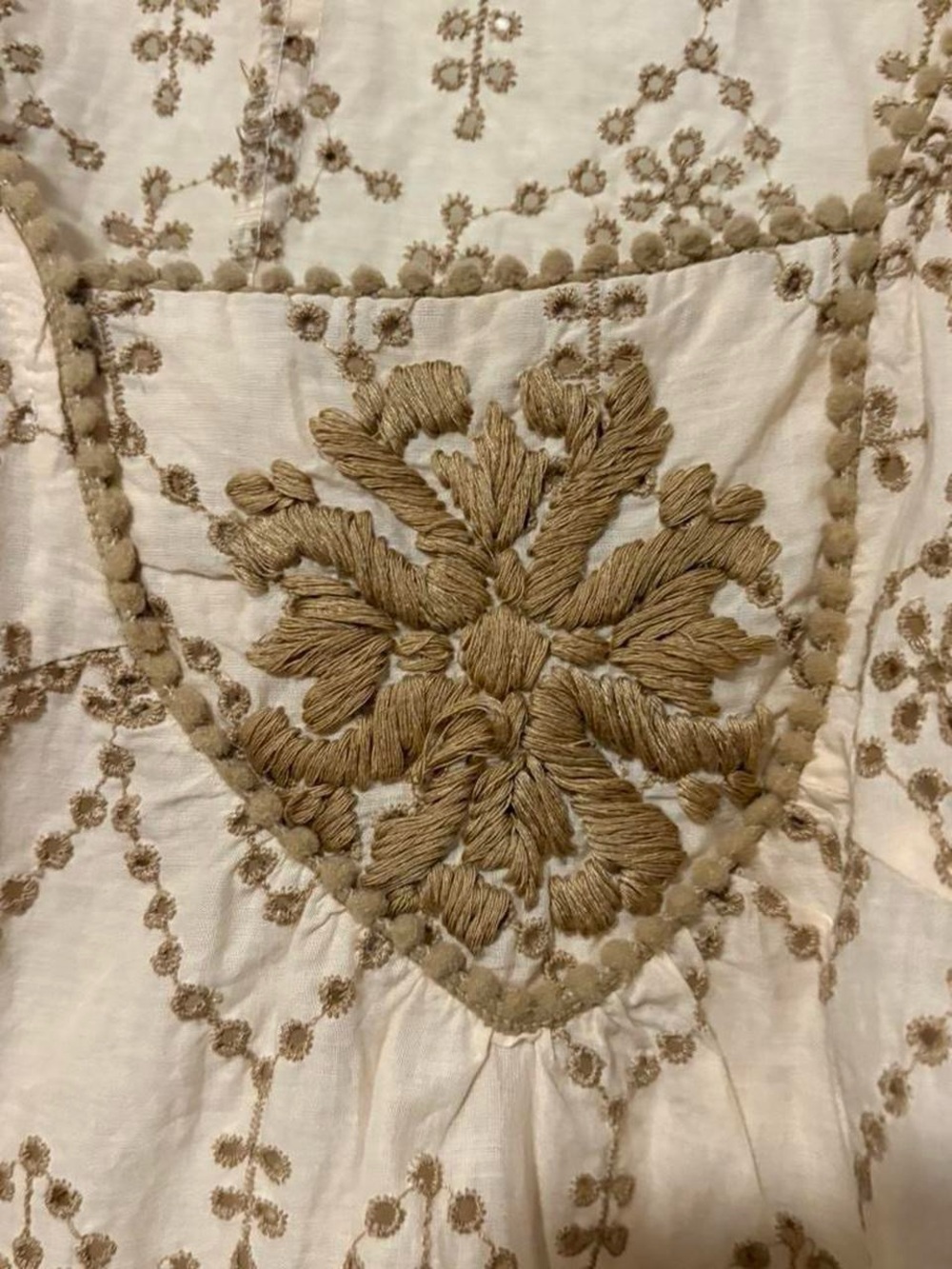 Cream & tan Modaposa boho blouse with lace details small - Picture 3 of 8